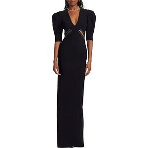 Chiara Boni Castelo Puff-Sleeve Cut-Out Gown
